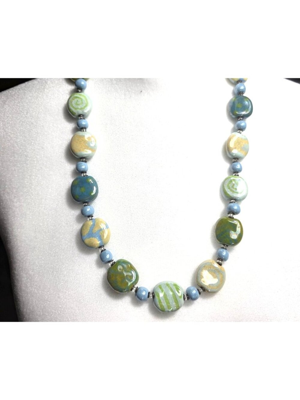 Necklace pastel Blue Green spring Easter wearable art statement Womens Jewelry